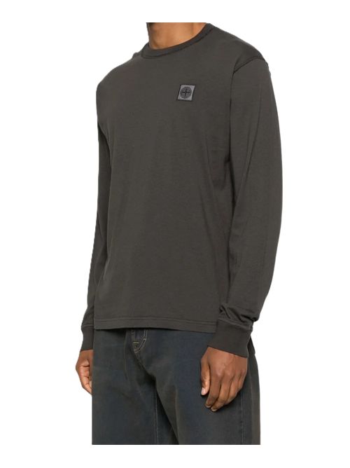 T-shirt manica lunga con applicazione logo Stone Island | L2S15 2100025 S0057V0065 CHARCOAL